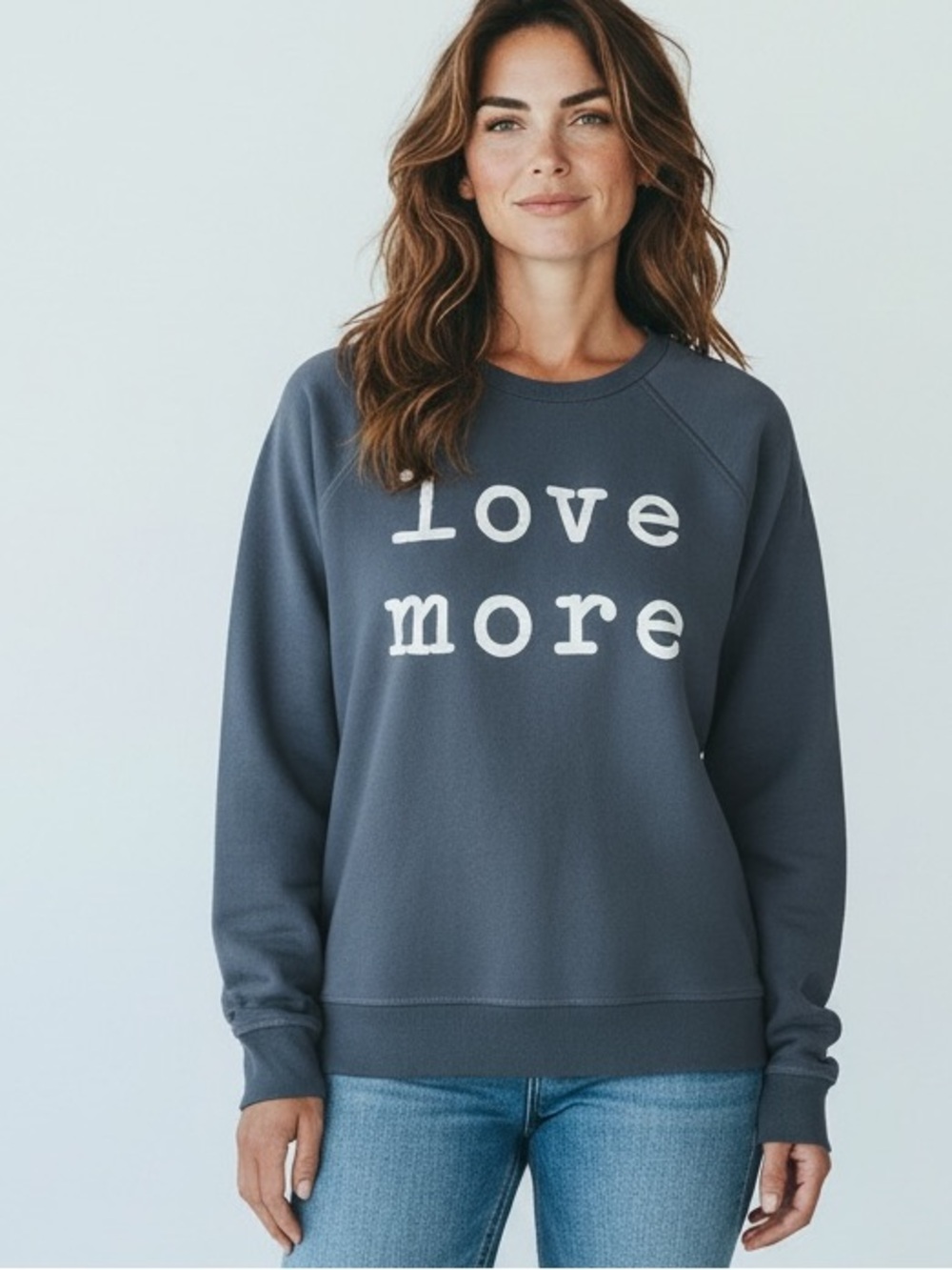 Grayson Threads Love More Sweatshirt - Slate Blue with White